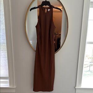 Brown Sleeveless Midi Dress